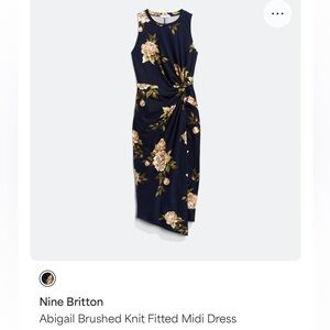 Nine Britton Midnight Blue Floral Midi Dress